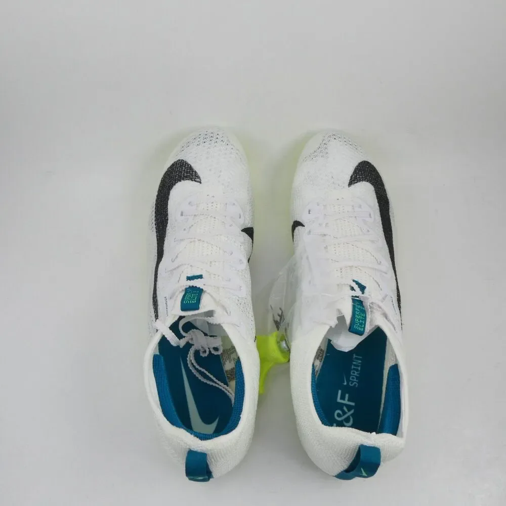 Nike Men's US 12 Zoom Superfly Elite 2 Track Shoes White Green Spikes FZ9662-100